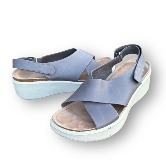 ECCO Corksphere Wedge Sandals Grey Comfort Walking Adjustable Women's size 10 - Picture 15 of 15